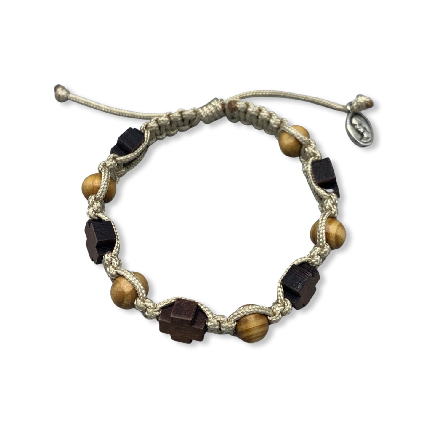 Wooden Cross and Bead Decade Rosary Bracelet of Assorted Colors