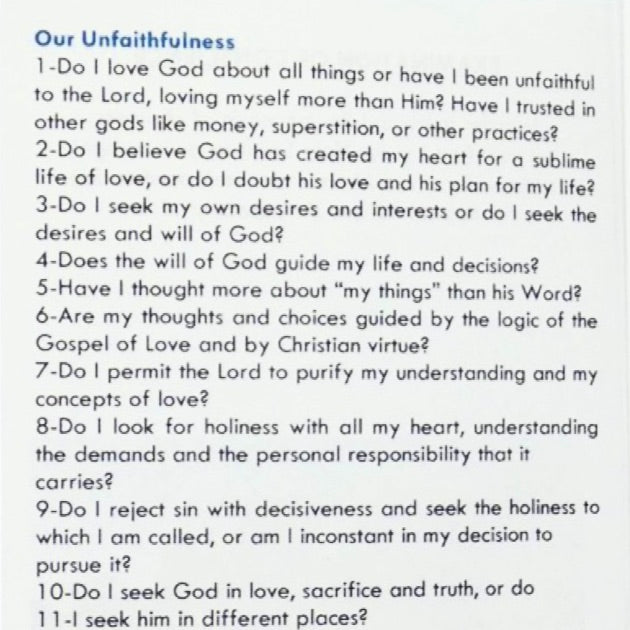 Bilingual Examination of Conscience by Mother Adela, SCTJM Foundress