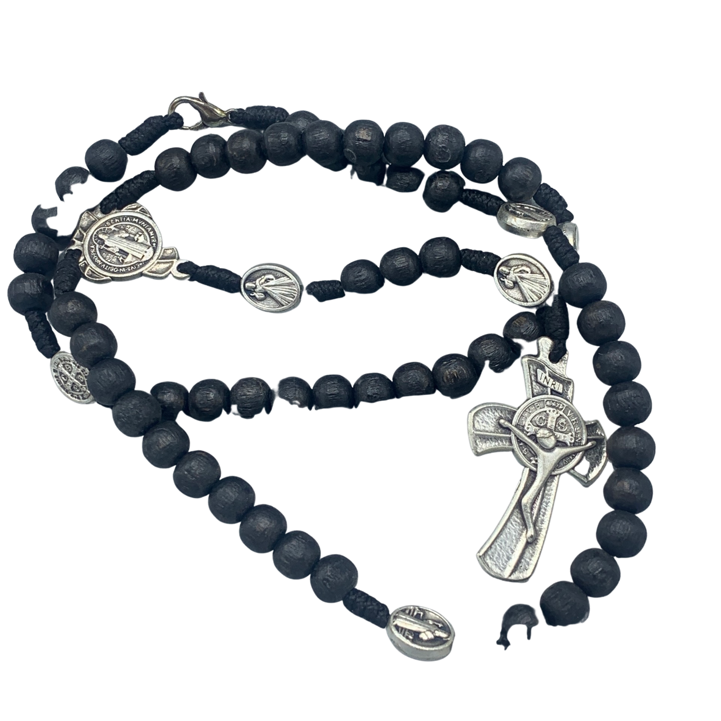 Black Wood Rosary with Oval St. Benedict Medals