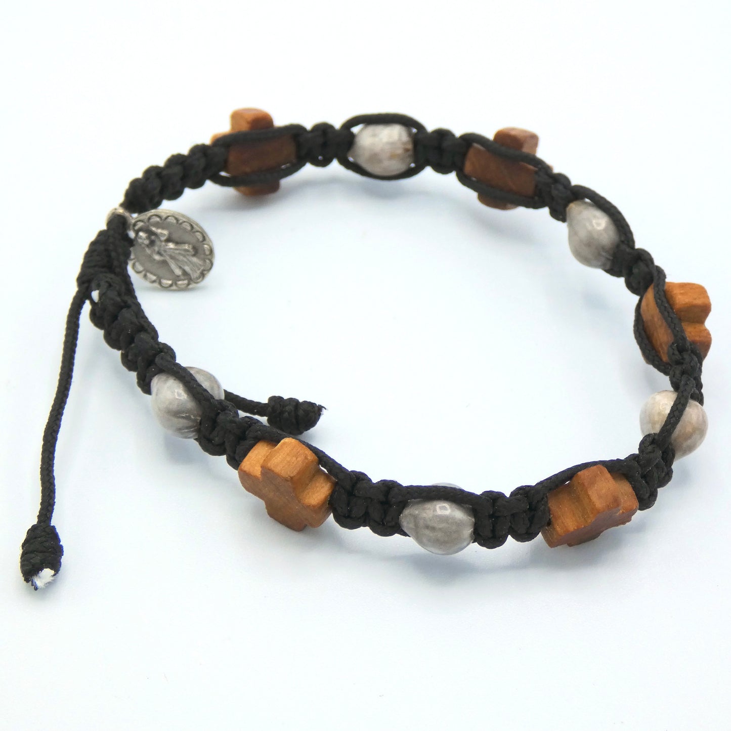 Wooden Cross and Job's Tears Decade Rosary Bracelet of Assorted Colors