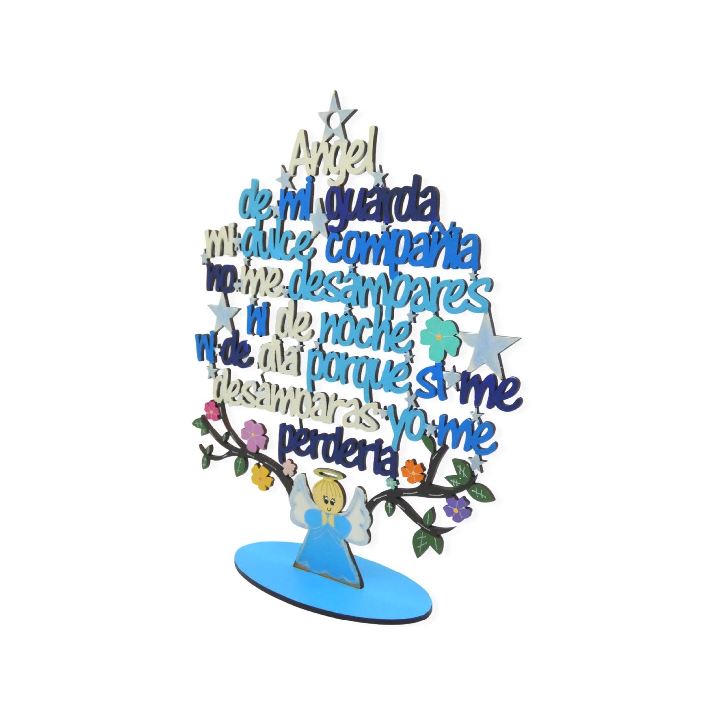 Carved Guardian Angel Prayer Decor