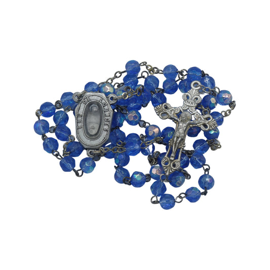 Blue Crystal Lourdes Rosary with Water