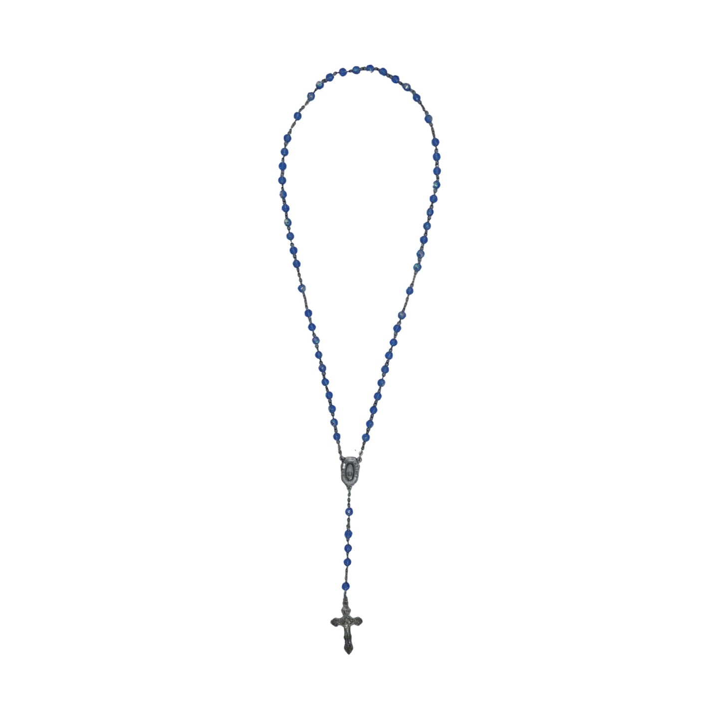 Blue Crystal Lourdes Rosary with Water