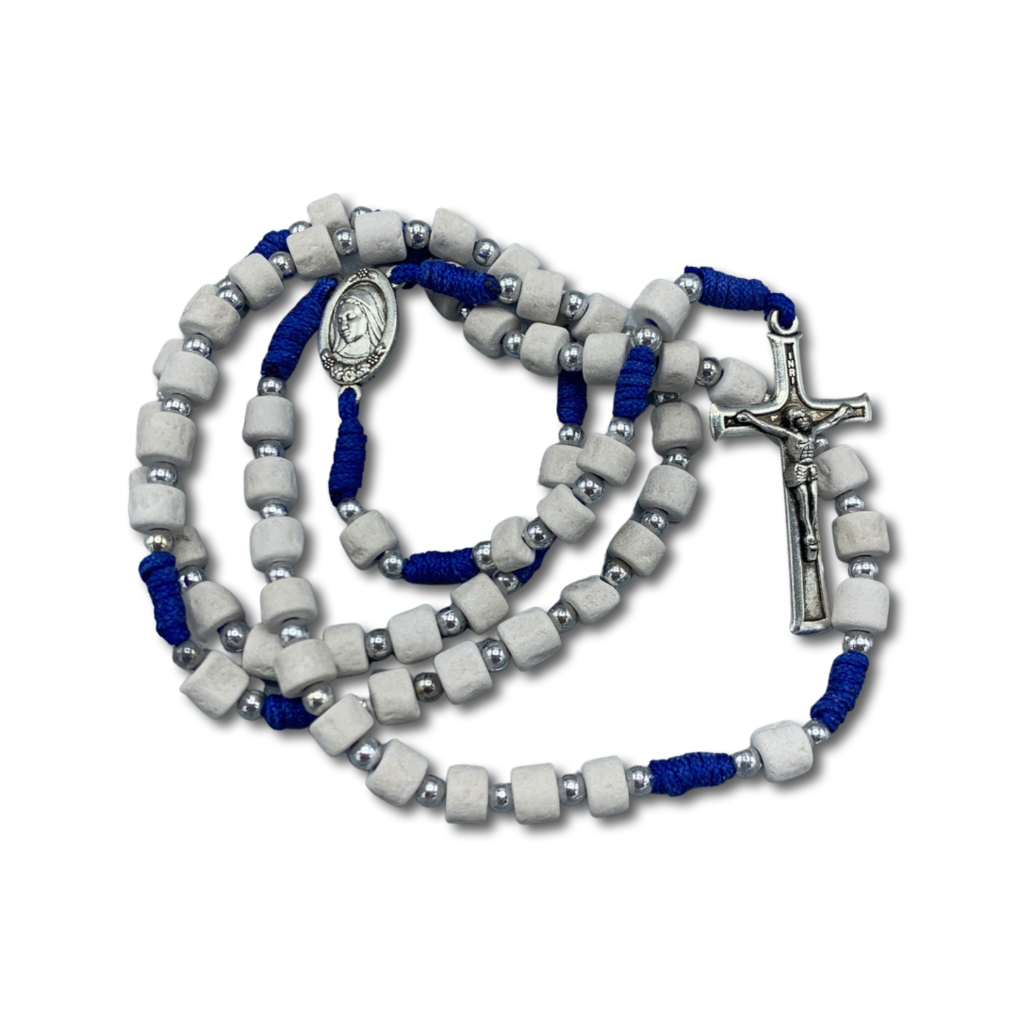 Embellished Queen of Peace Stone Rosary with Soil of Assorted Colors