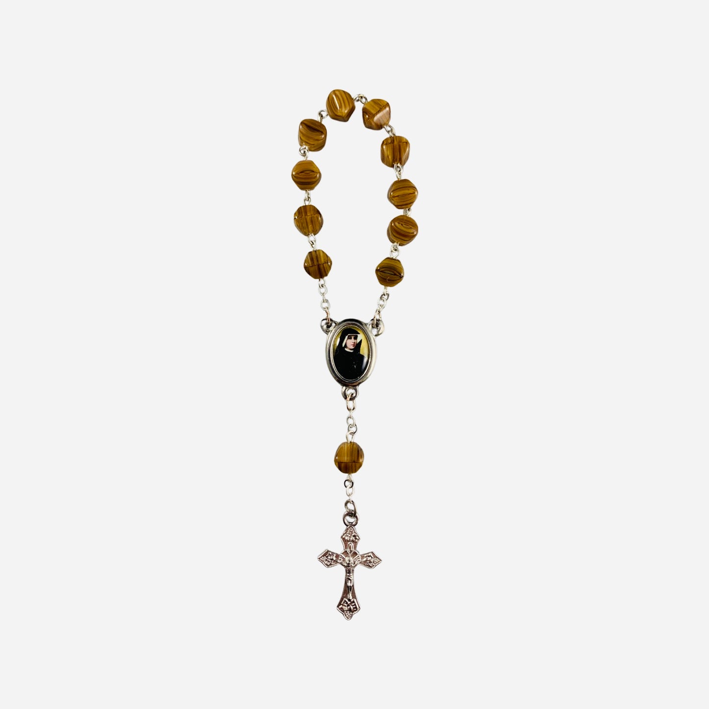 Marble St. Faustina Decade Rosary with Relic