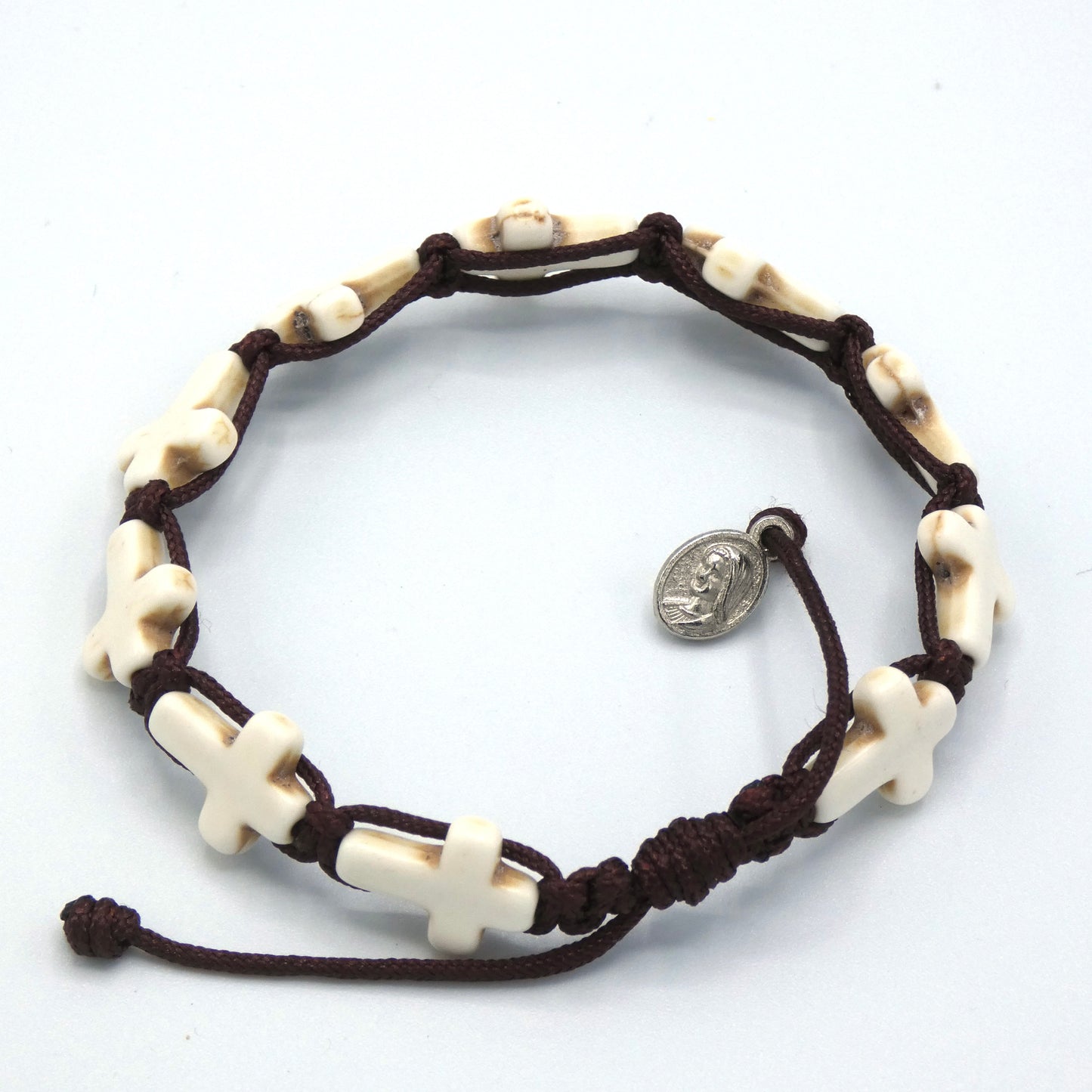Stone Cross Decade Rosary Bracelet of Assorted Colors