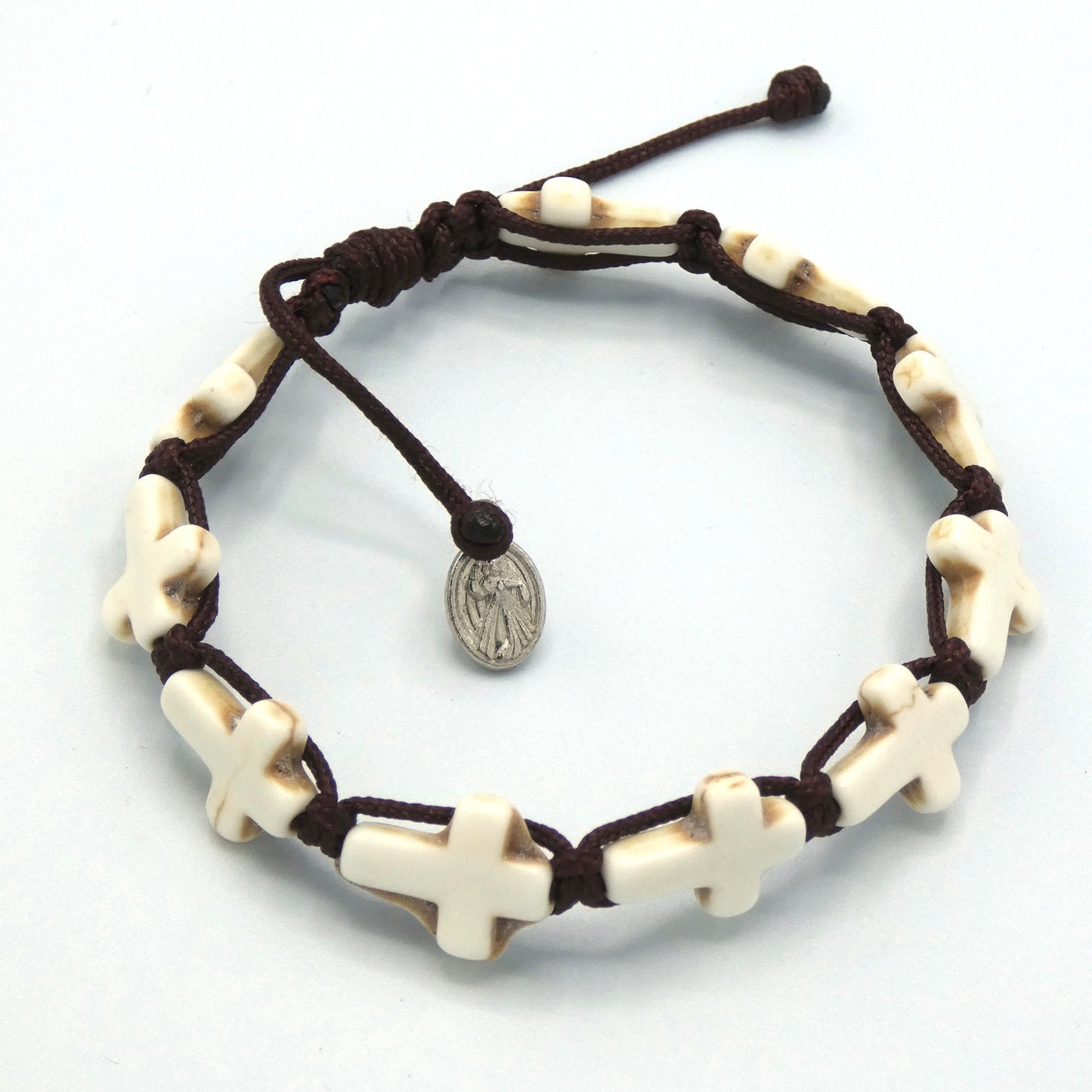 Stone Cross Decade Rosary Bracelet of Assorted Colors