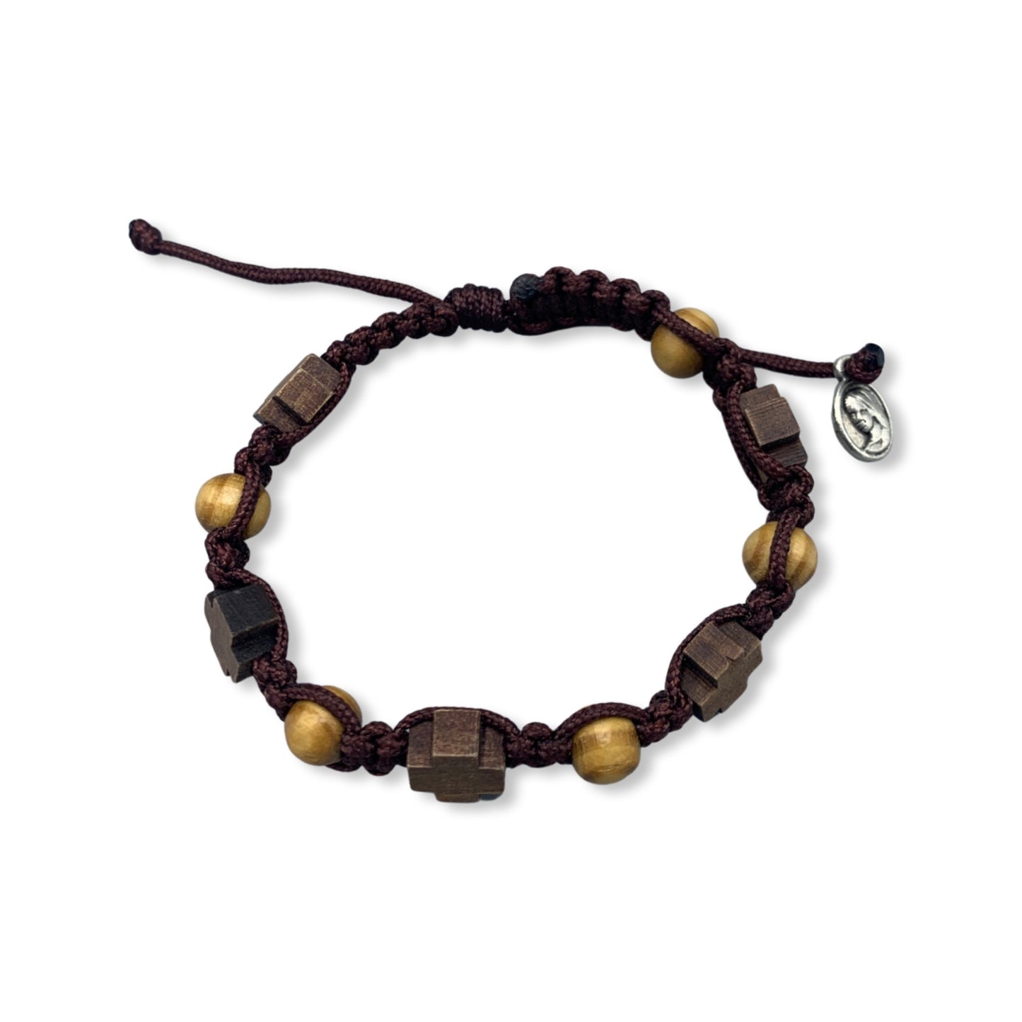 Wooden Cross and Bead Decade Rosary Bracelet of Assorted Colors