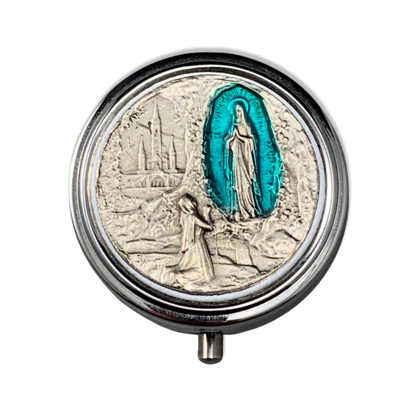 Circular Lourdes Pill Case