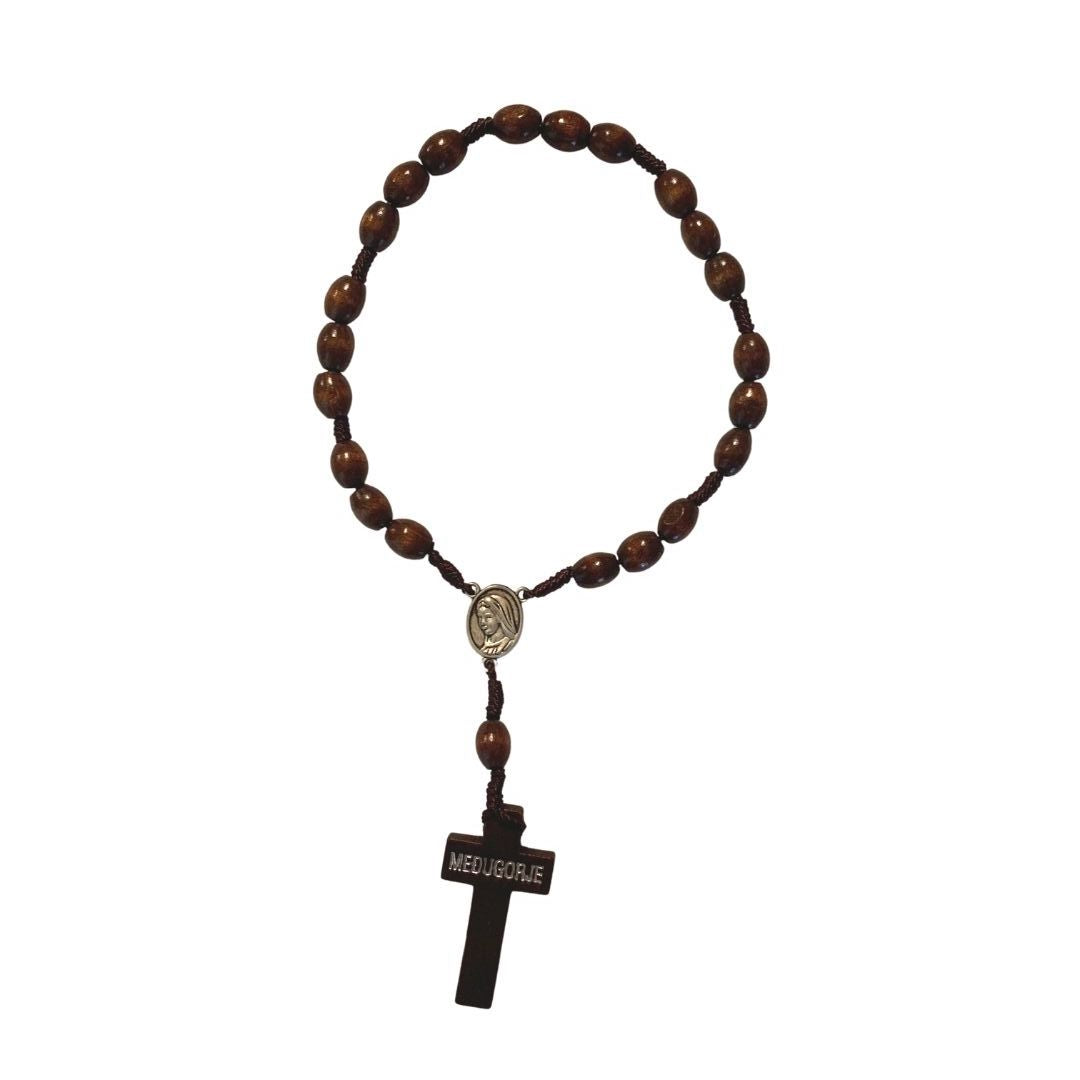 Classic Wood Queen of Peace Chaplet with Medal