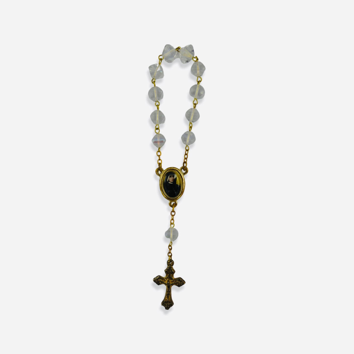 Marble St. Faustina Decade Rosary with Relic