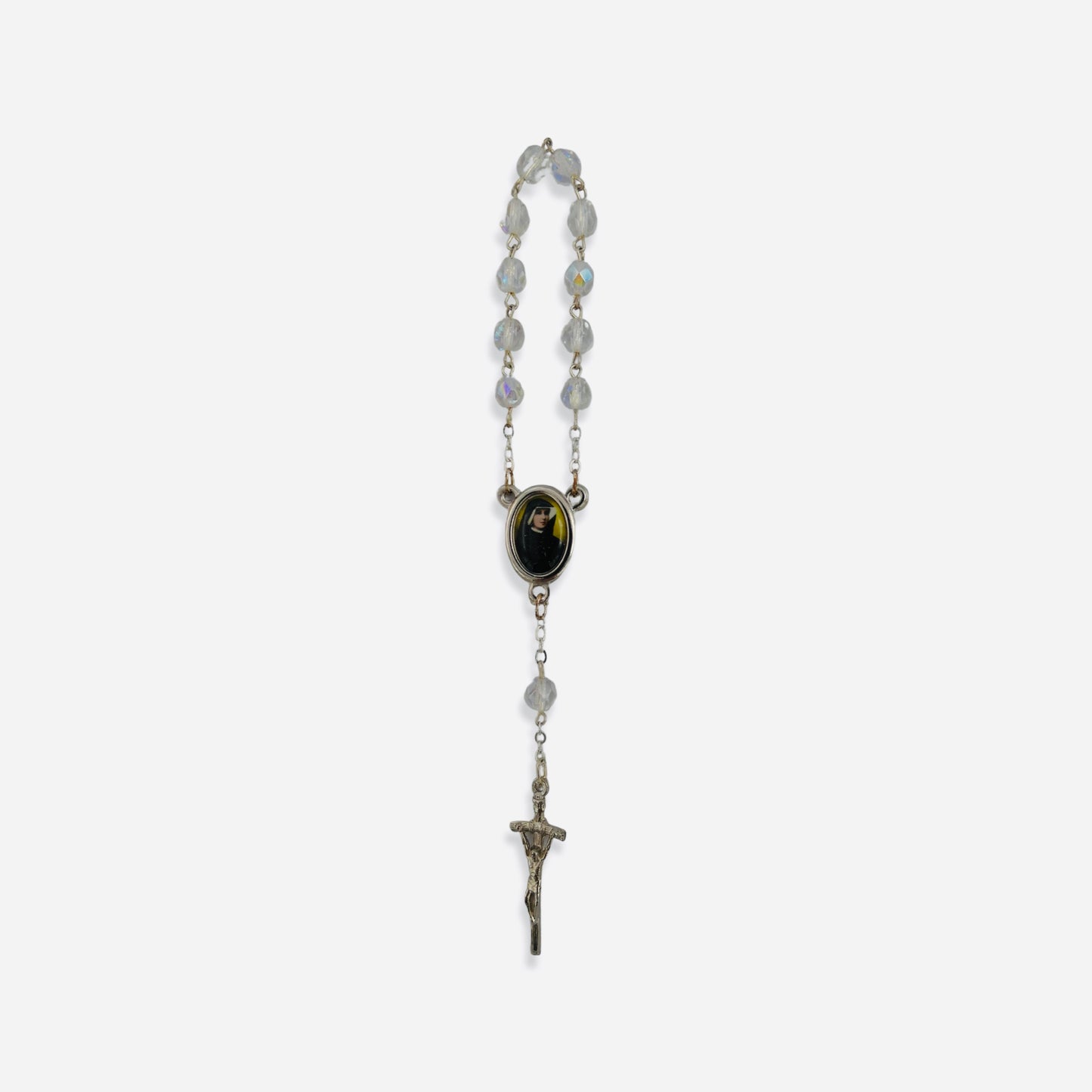 Crystal St. Faustina Decade Rosary with Relic