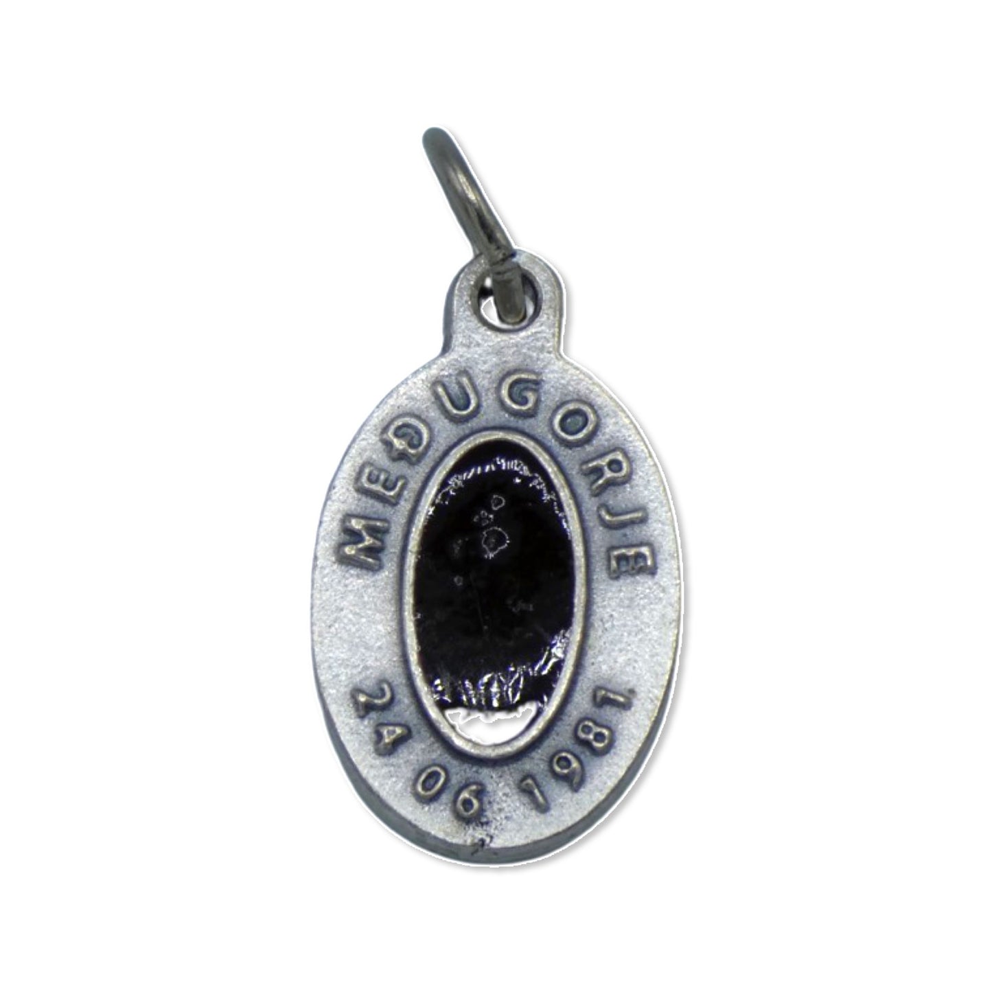 Colored Queen of Peace Medal with Holy Soil