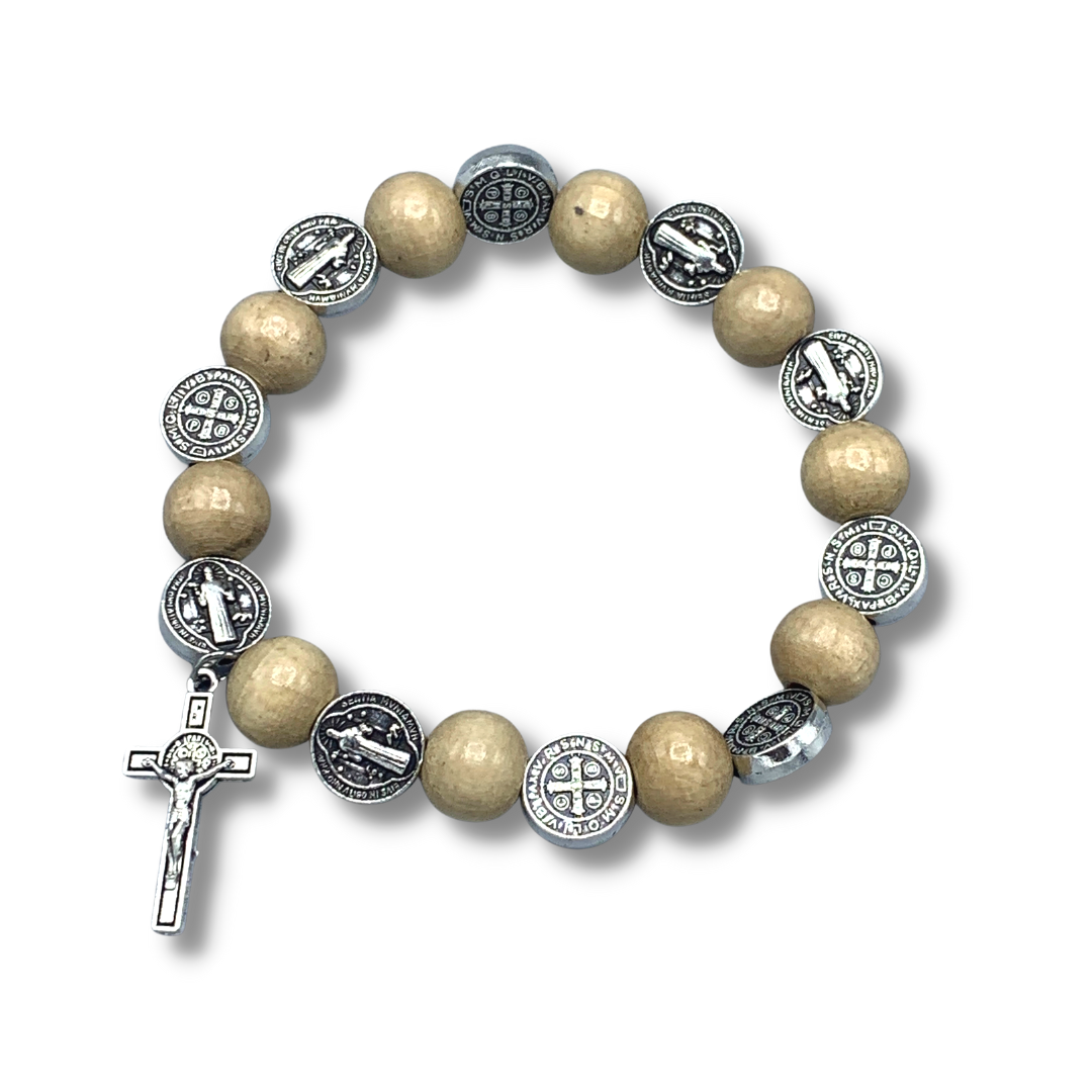 St. Benedict Decade Rosary Bracelet with Hanging Crucifix