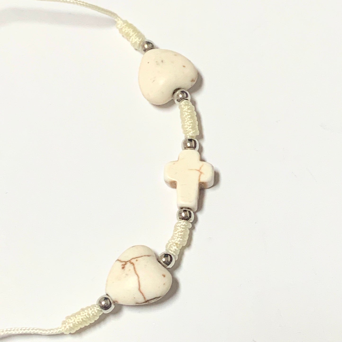 Queen of Peace Stone Heart and Cross Bracelet of Assorted Colors