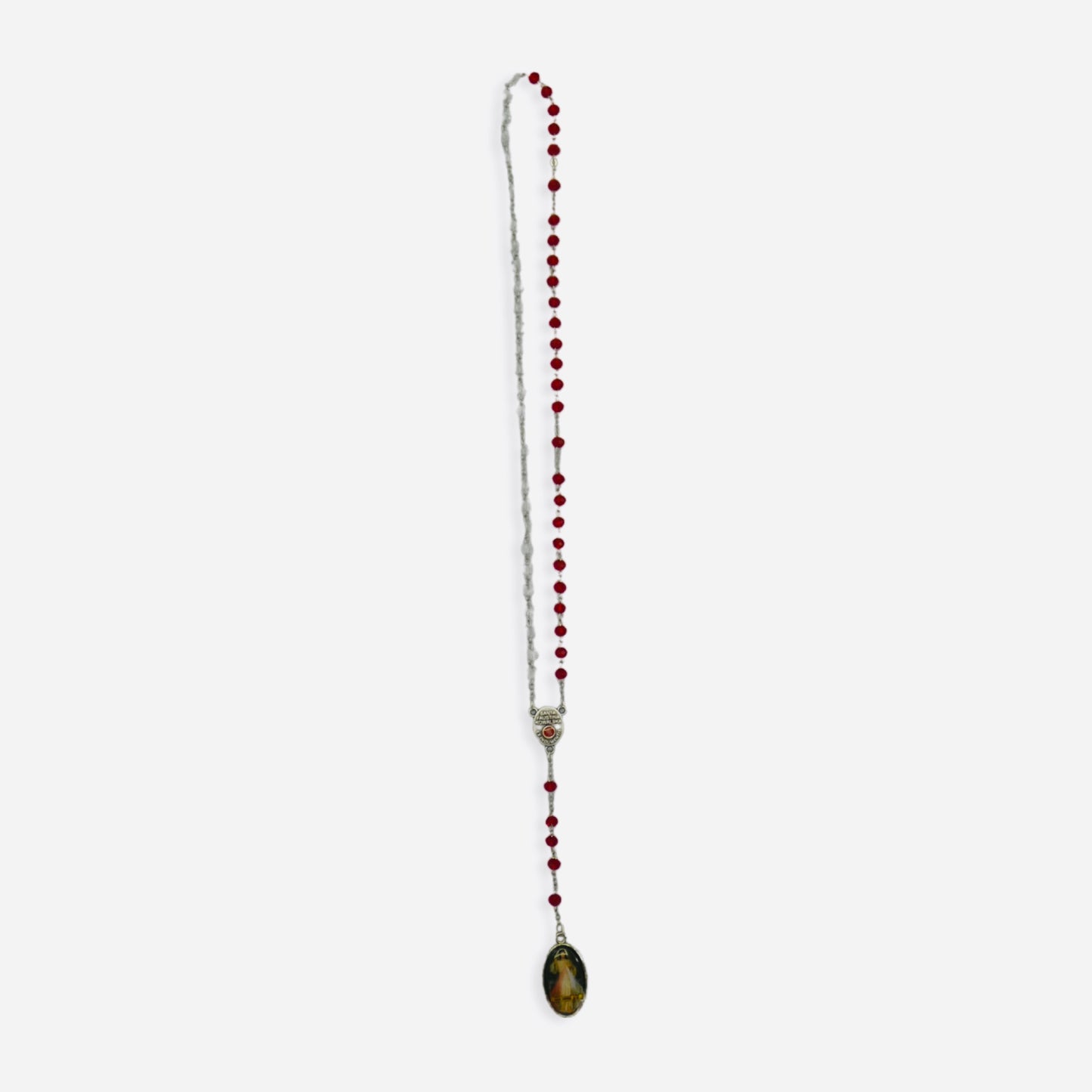Crystal Blood and Water Divine Mercy Rosary with Relic and Holy Card