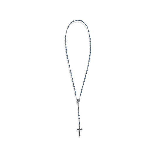Crystal Blue Beads Queen of Peace Rosary