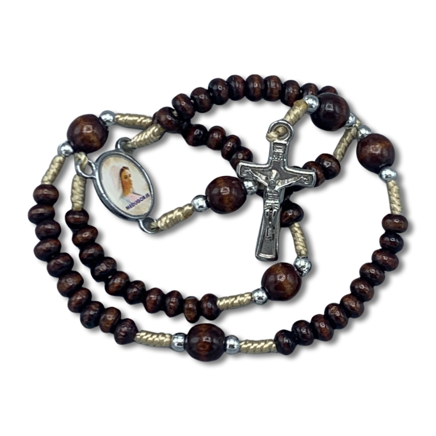 Tiny Queen of Peace Rosary of Assorted Colors with Holy Card