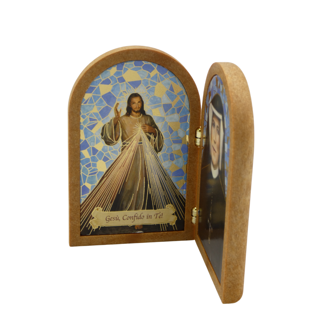 Divine Mercy and St. Faustina Folding Plaque