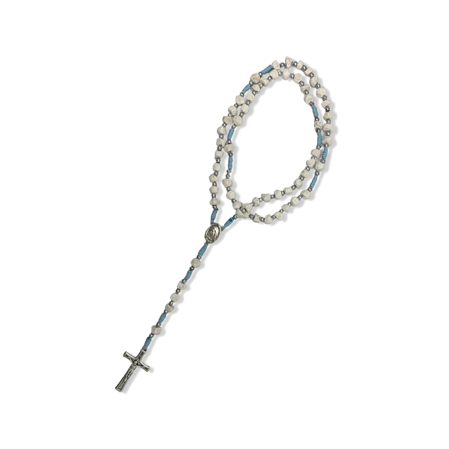 Embellished Queen of Peace Stone Rosary with Soil of Assorted Colors