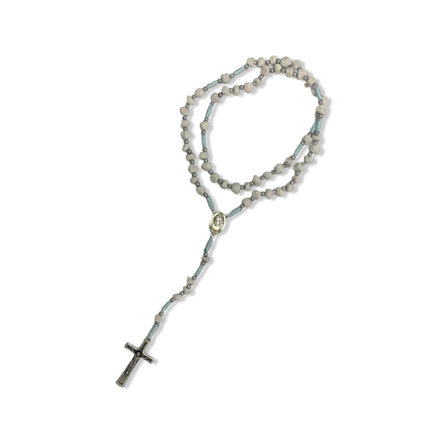 Embellished Queen of Peace Stone Rosary with Soil of Assorted Colors