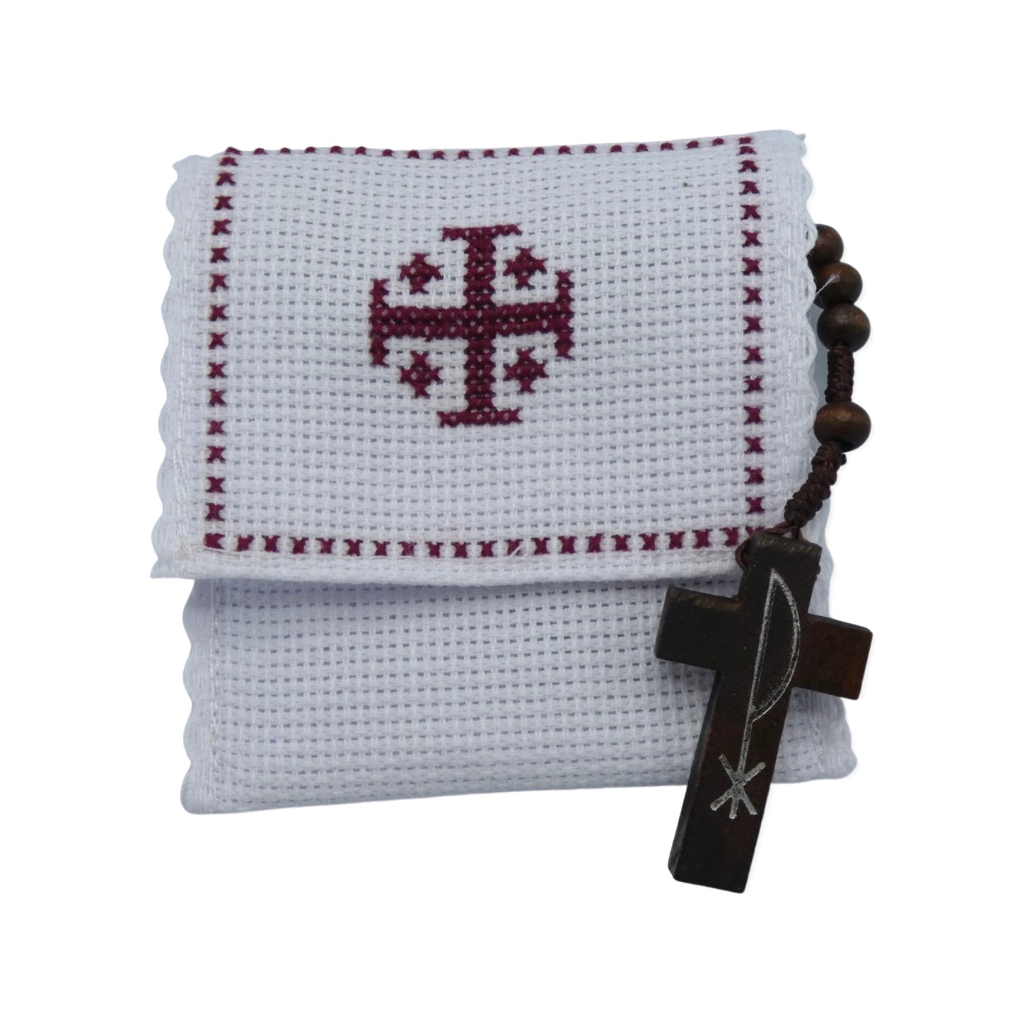 Embroidered Jerusalem Cross Pouch of Assorted Colors