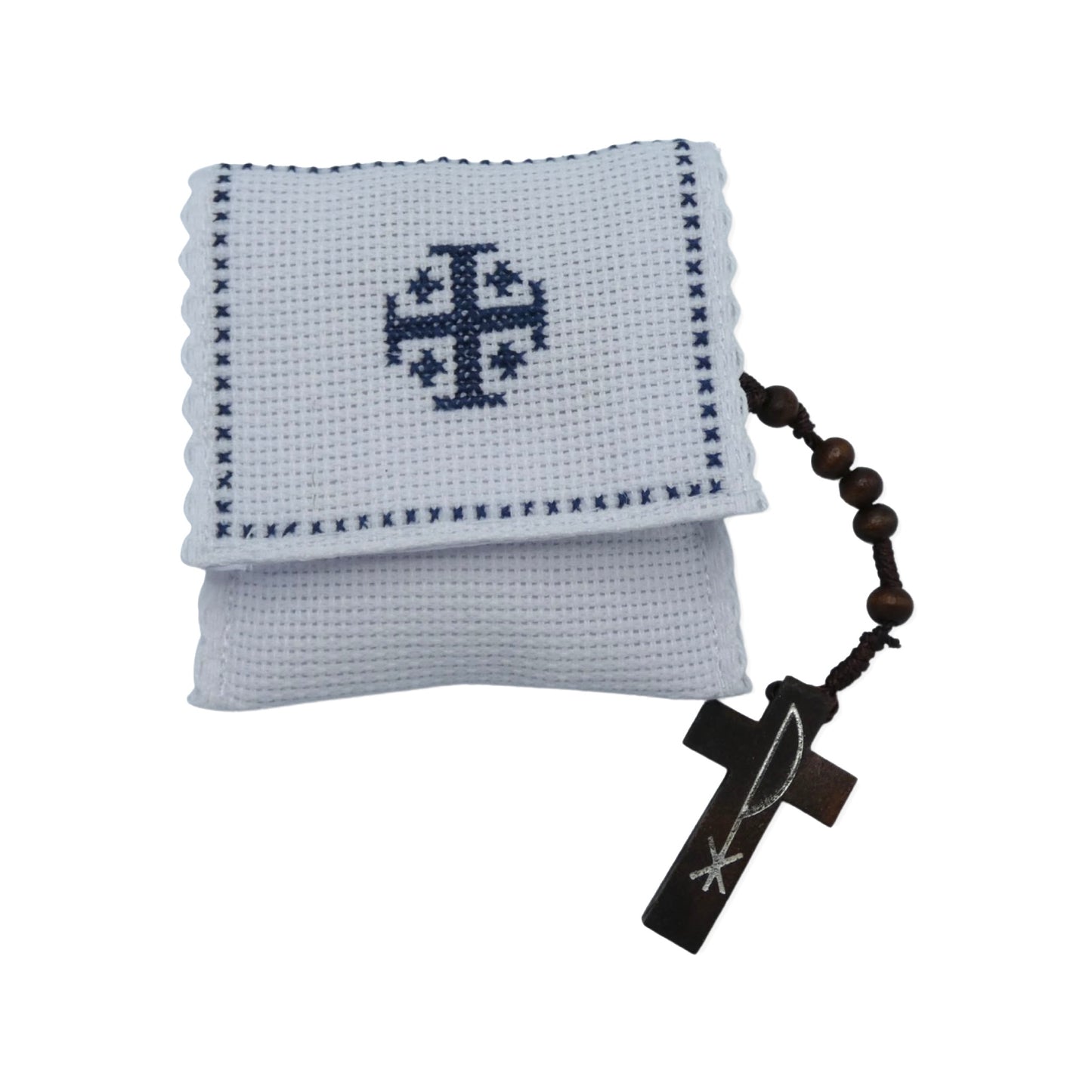 Embroidered Jerusalem Cross Pouch of Assorted Colors