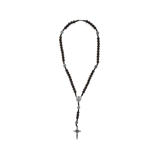 Espresso Wood Beads St. Benedict Rosary with Clasp
