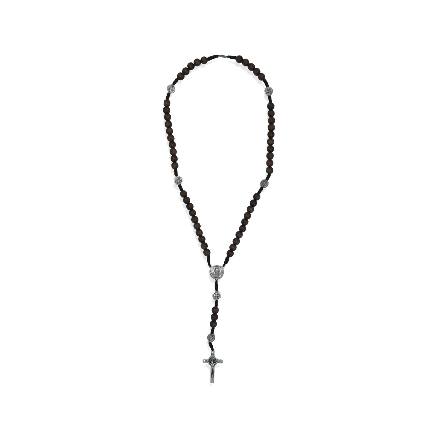Espresso Wood Beads St. Benedict Rosary with Clasp
