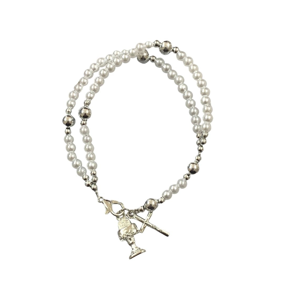 First Communion Pouch with Rosary Bracelet