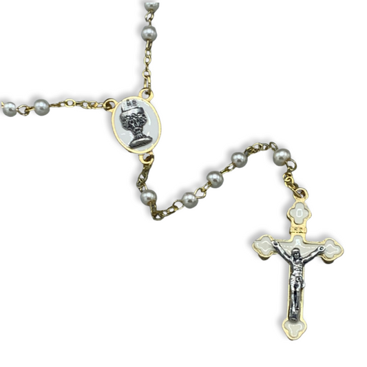 First Communion Rosary and Medal Set