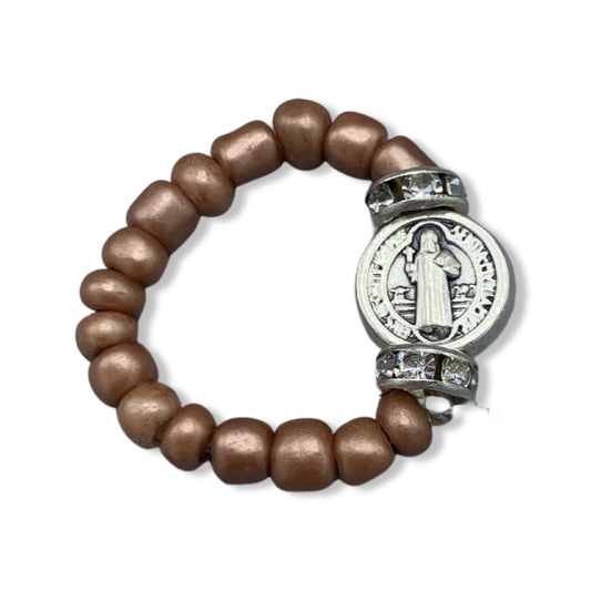 Beaded Ring with St. Benedict Medal of Assorted Colors