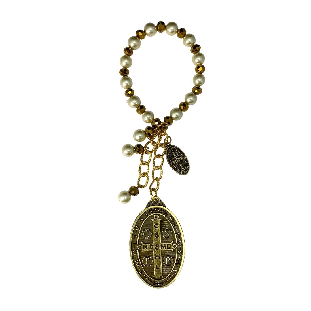 Gold Pearl St. Benedict Door Hanger