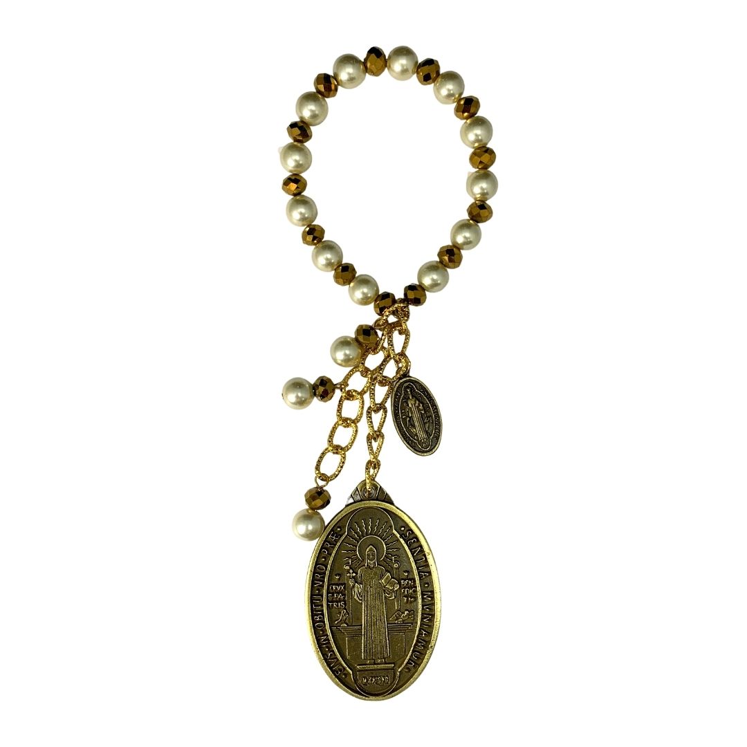 Gold Pearl St. Benedict Door Hanger