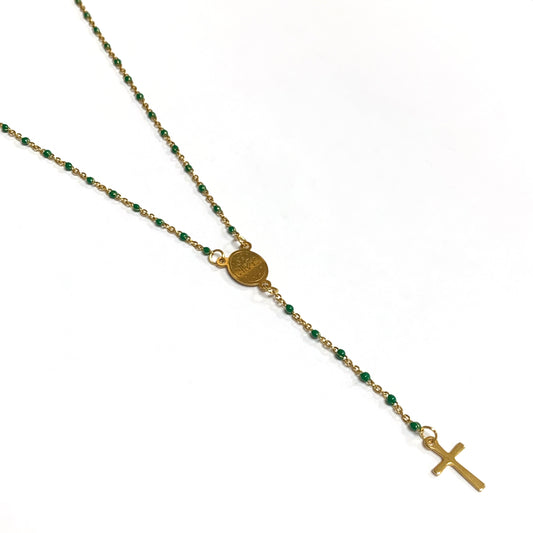 Gold Miraculous Medal Rosary Necklace