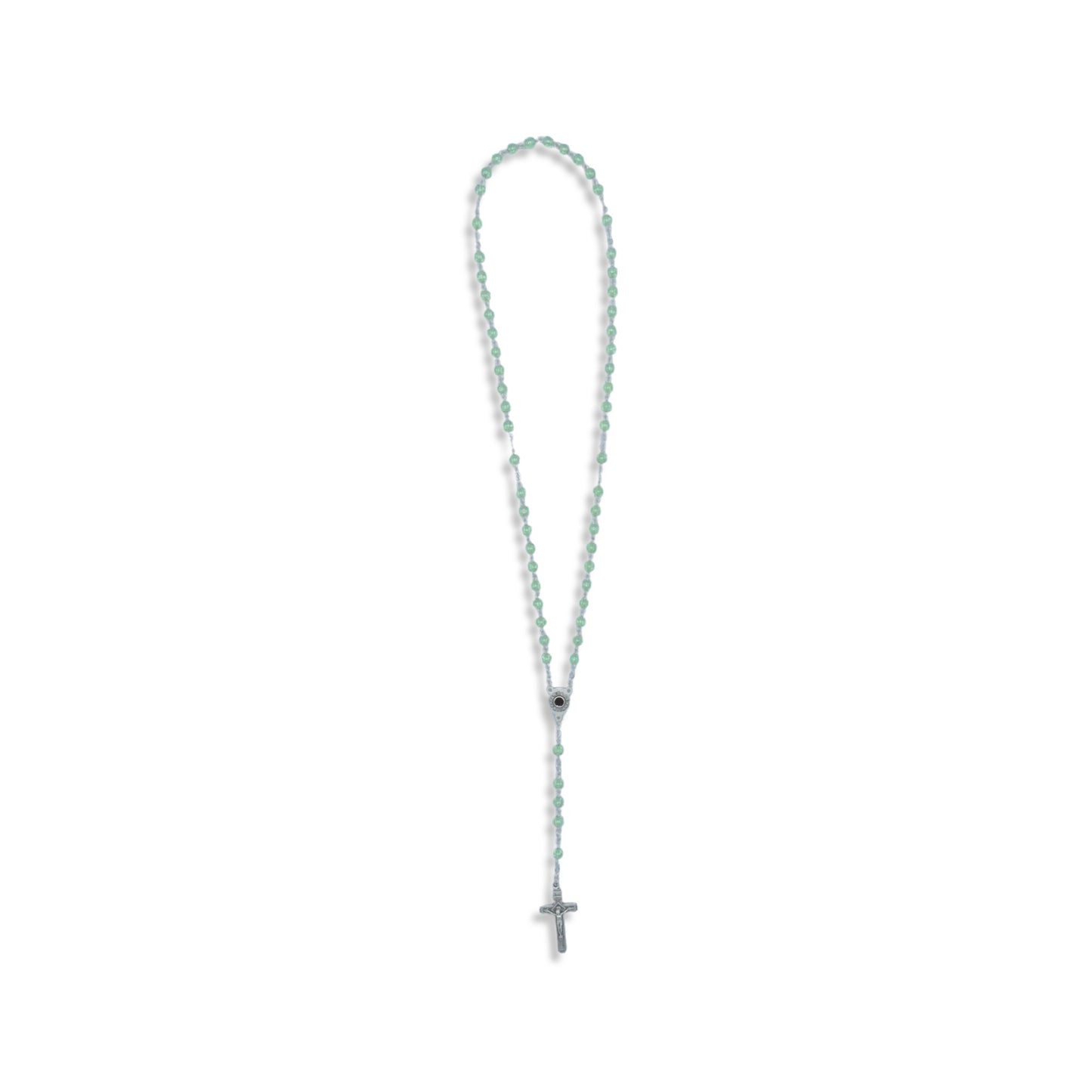 Green Fatima Rosary with Soil