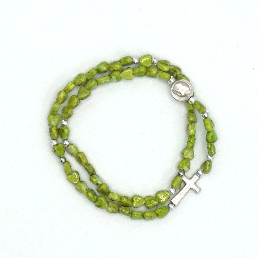 Heart Wrap-Around Rosary Bracelet of Assorted Colors