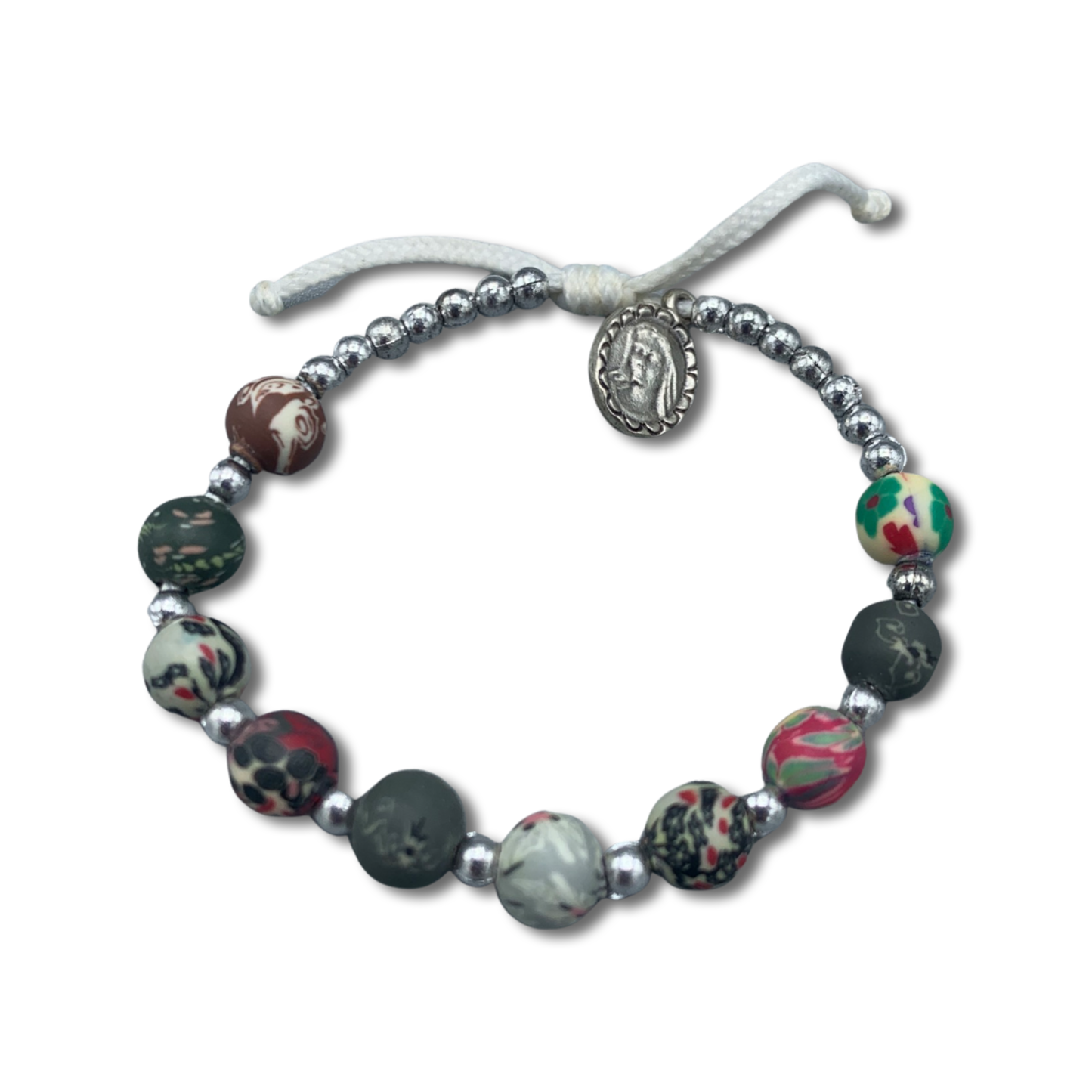 FIMO Queen of Peace Decade Rosary Bracelet of Assorted Colors