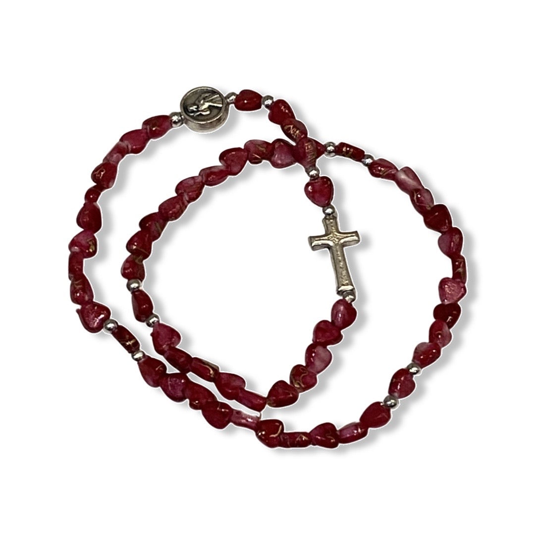 Heart Wrap-Around Rosary Bracelet of Assorted Colors