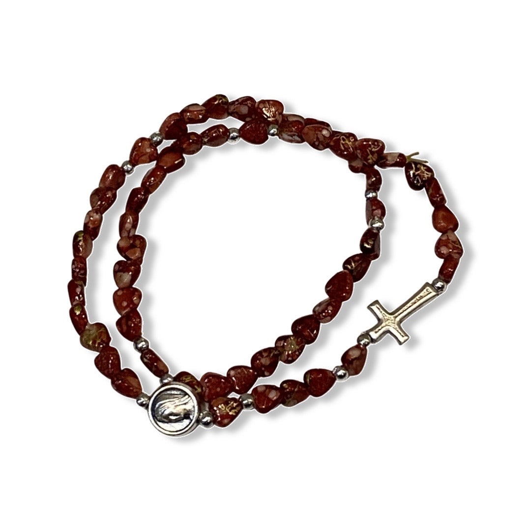 Heart Wrap-Around Rosary Bracelet of Assorted Colors