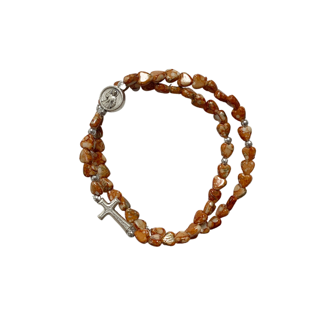 Heart Wrap-Around Rosary Bracelet of Assorted Colors