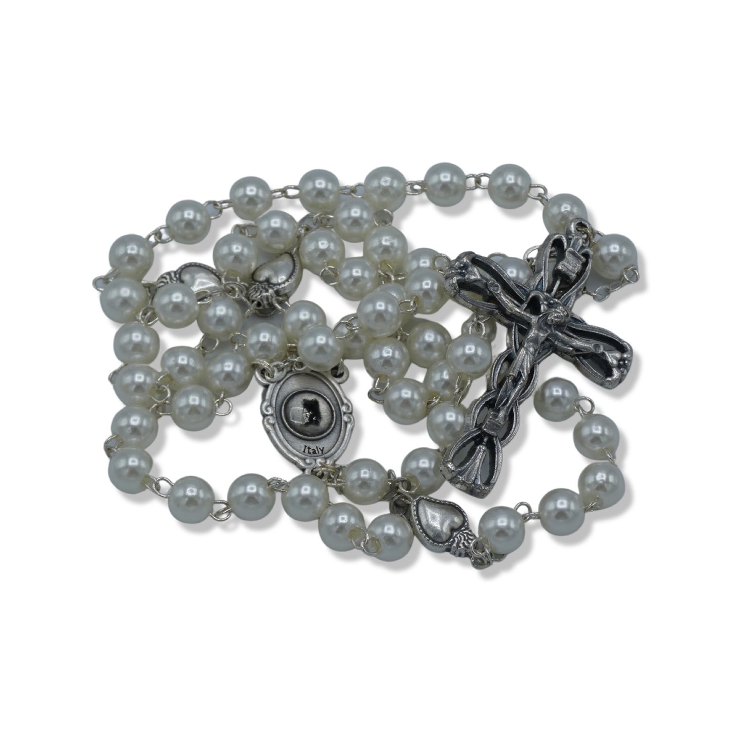 Pearl Padre Pio Rosary with Relic