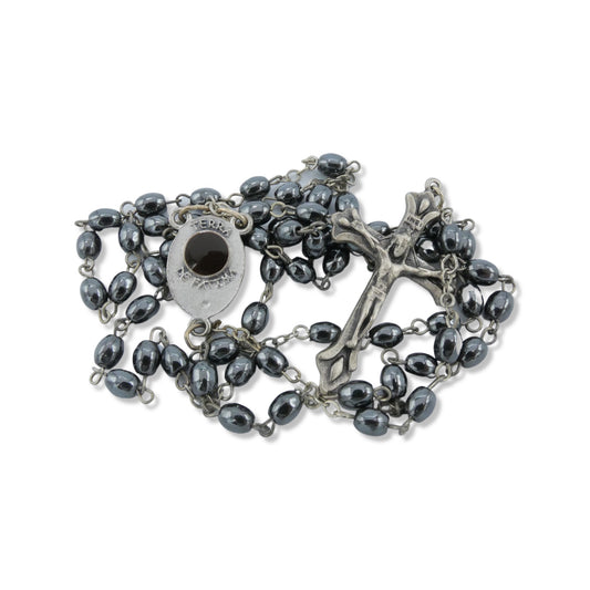 Metallic Fatima Rosary with Soil