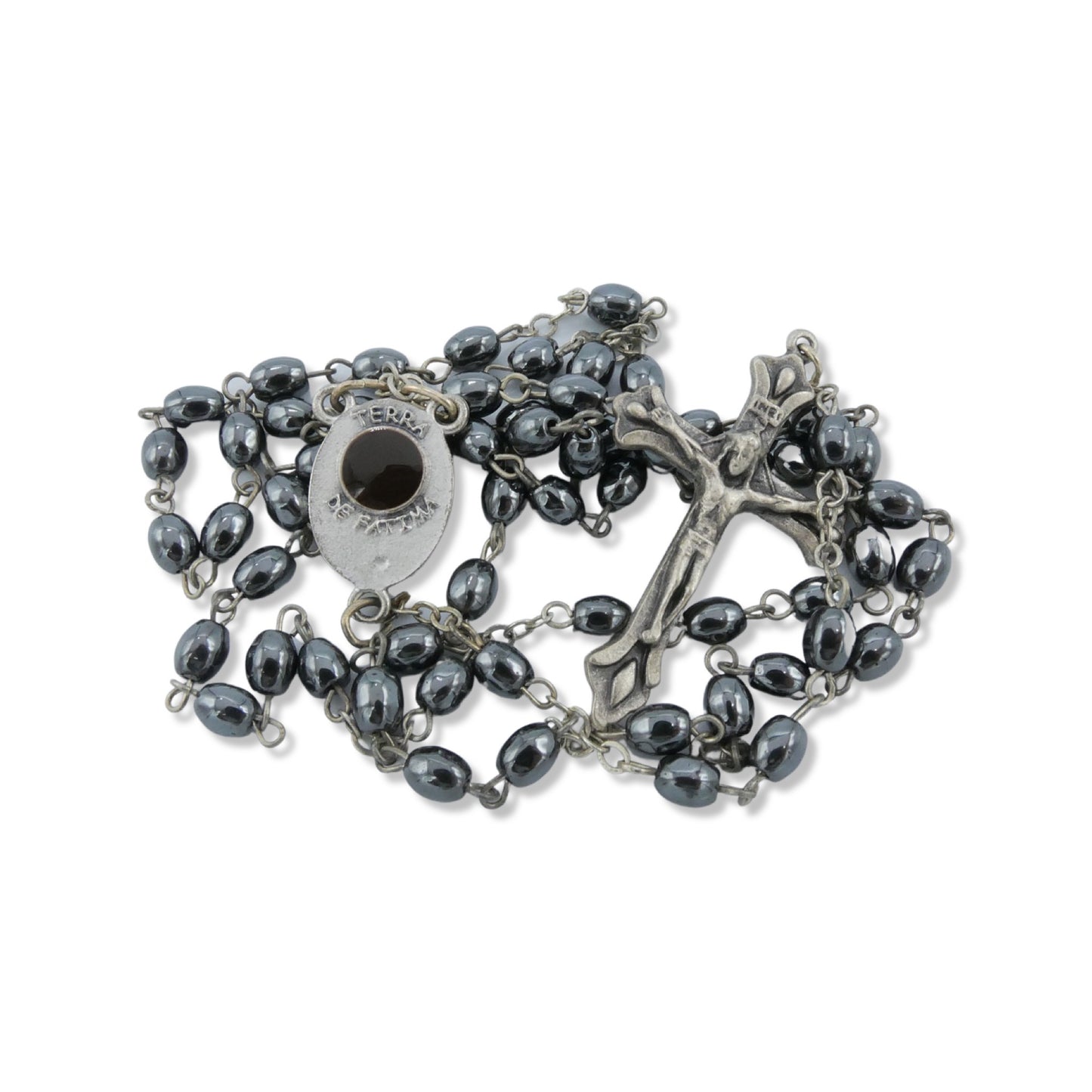 Metallic Fatima Rosary with Soil