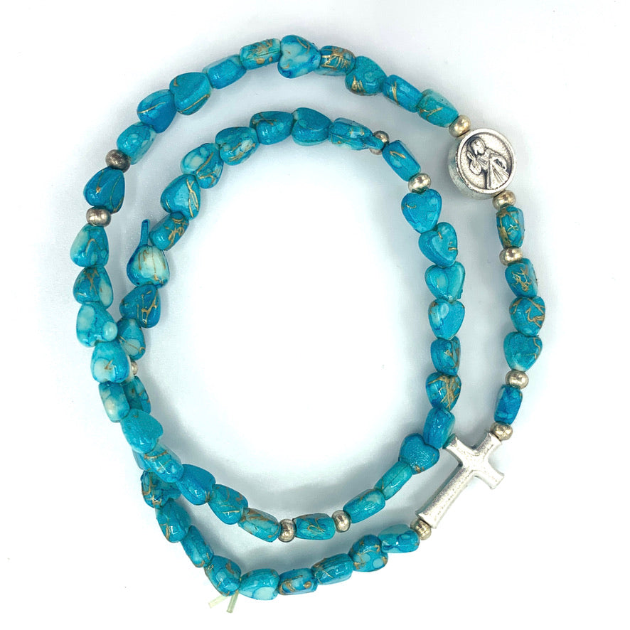 Heart Wrap-Around Rosary Bracelet of Assorted Colors