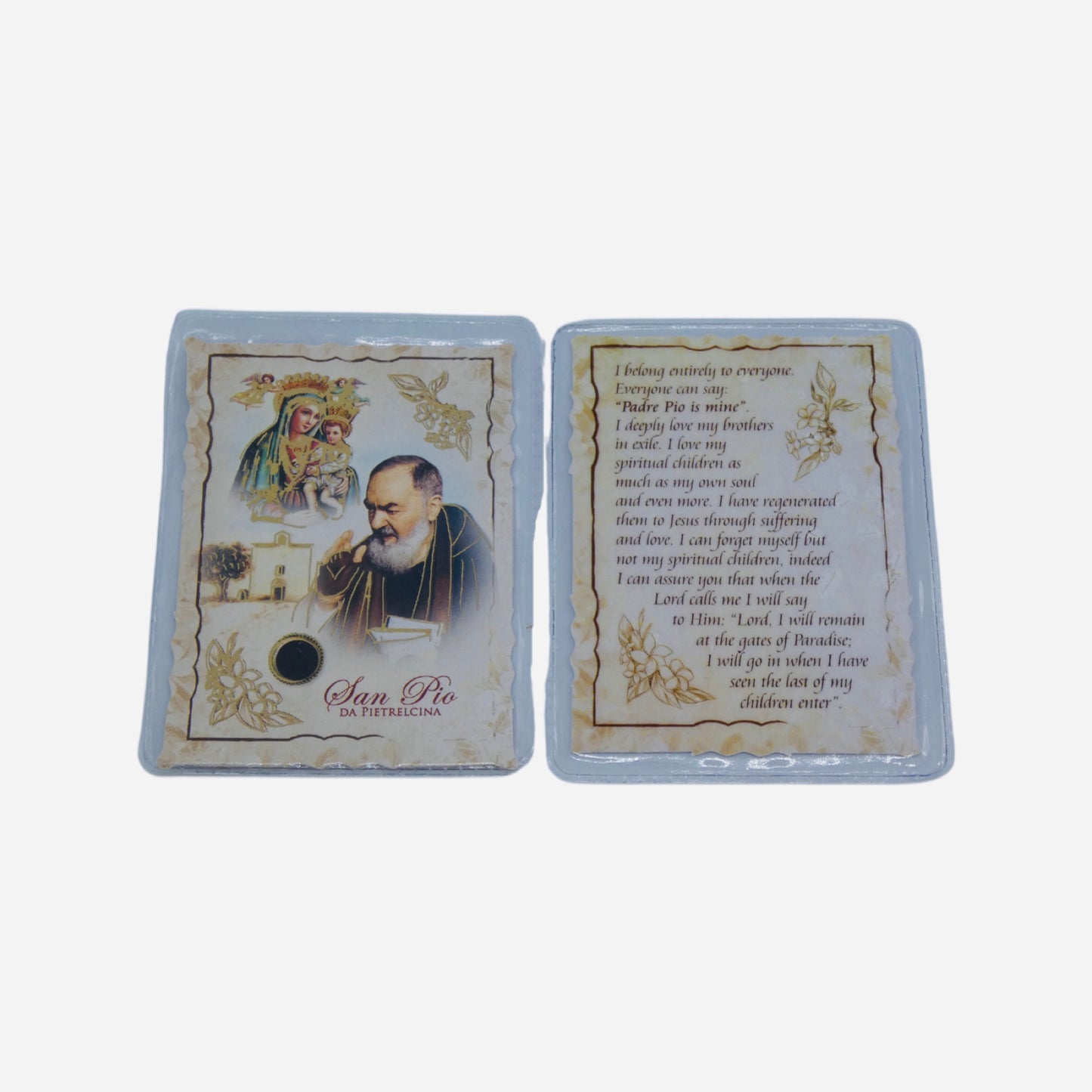 Padre Pio Holy Card with Relic