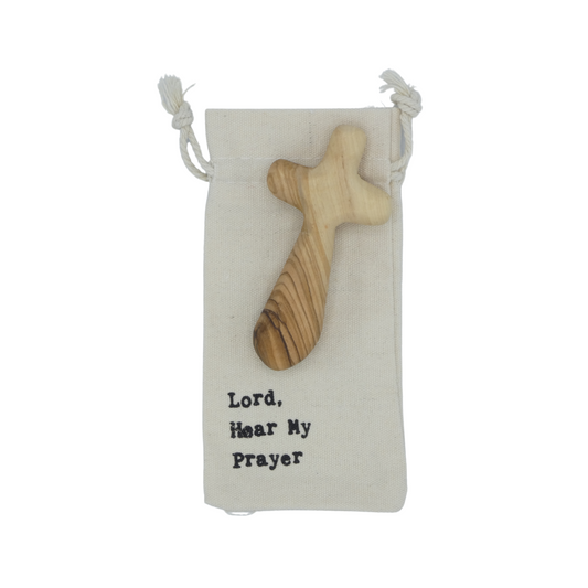 Wood Prayer Cross with Pouch