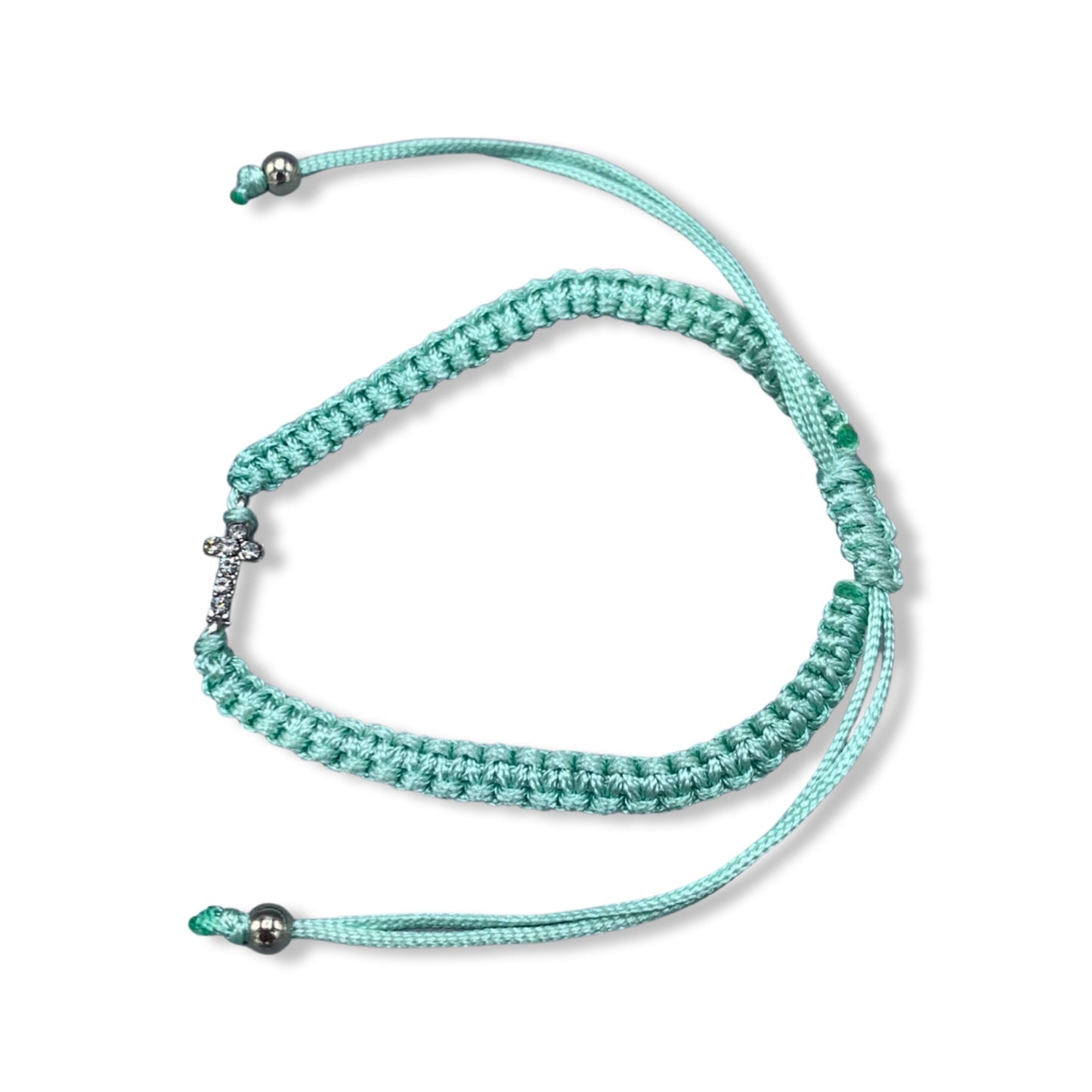 Braided Rhinestone Cross Bracelet of Assorted Colors