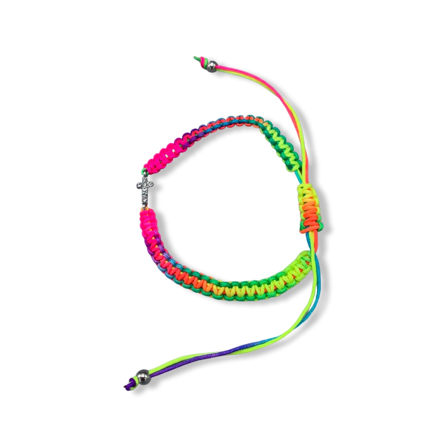 Braided Rhinestone Cross Bracelet of Assorted Colors