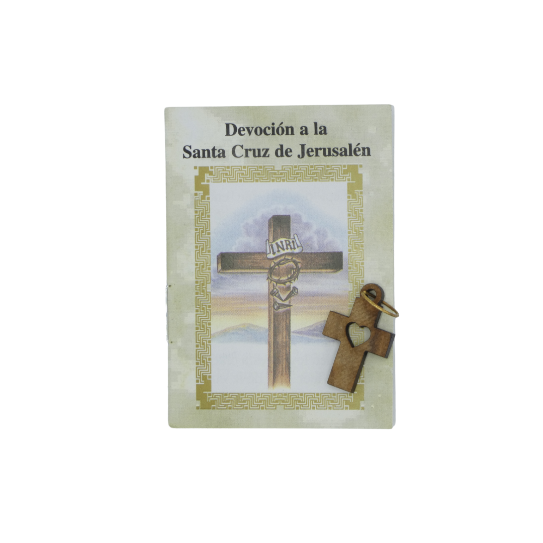 Olive Wood Cross Pendant with Heart Cut-Out